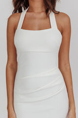 Vestido midi halter con estampado Fire Of Stars blanco