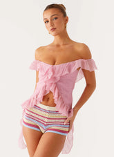 Top Dylan sin hombros - Rosa