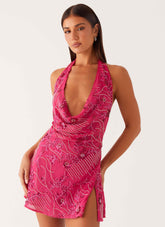 Minivestido Cinzia con cuentas - Fucsia