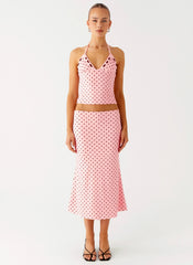 Falda midi de tiro bajo Bahama - Estampado de fresas