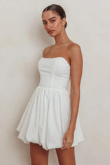Minivestido con vuelo sin tirantes Like Art - Blanco hueso