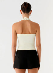 Top corto Scarla con cuello halter - Amarillo