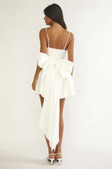 Minivestido Wilder extragrande con lazo en la espalda blanco