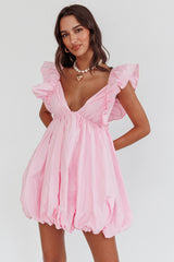 Minivestido con dobladillo de burbuja y horóscopo (color rubor)