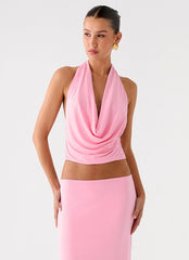 Top de cuello vuelto Ashi - Rosa