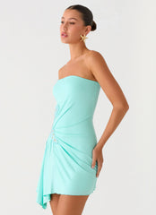 Minivestido Ocean Dream sin tirantes - Turquesa