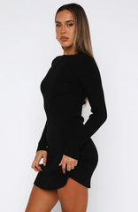 Minivestido de manga larga Let's Be Together Negro