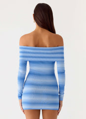 Minivestido de punto Gomez Bardot - Azul cerúleo
