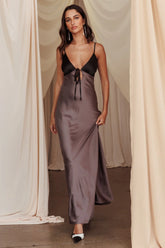 Bayleigh Low Bow Tie Back Dress Charcoal