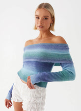 Jersey de punto sin hombros Tully - Azul Ombré