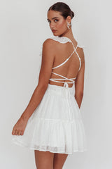 Minivestido Franki de Tirantes Cruzados con Estampado de Lunares Blancos