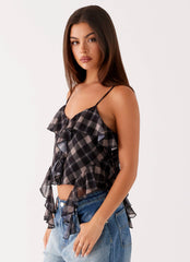 Top Jessie Cami - Cuadros gris topo