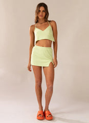 Top corto halter Terry de agua más cálida - Verde lima