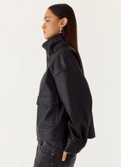 Chaqueta bomber James de PU - Negro