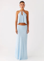 Top de Chifón Mena con Lunares - Azul