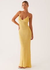 Vestido largo de ganchillo Zara Rose - Amarillo