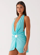 Minivestido Eleanora Plunge - Turquesa
