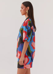 Camisa de lino extragrande Sweet Relief - Fantasía floral