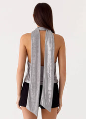 Top de cuello de vaca Shining Lights - Plateado