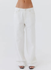Keanna Jeans Vaqueros de Talle Bajo - Color Marfil