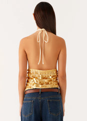 Top halter con lentejuelas Xander - Dorado