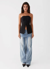 Top sin tirantes Riveria - Negro