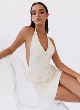 Top de chaleco Sarah Halterneck - Marfil