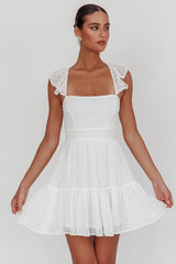 Minivestido Franki de Tirantes Cruzados con Estampado de Lunares Blancos