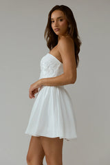 Minivestido Fiora sem Alças com Cintura Basca Branco