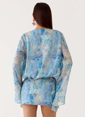 Minivestido Vanish Into You - Paisley aguamarina