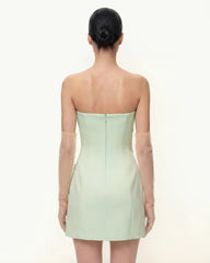 Iris Floral Print Strapless Dress - Green
