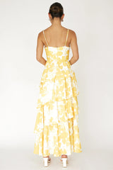 Vestido Longo em Camadas Hopeful Amarelo