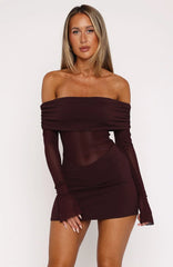 Minivestido de manga larga Own Your Story color borgoña