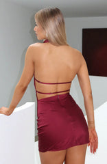 Minivestido Halter Just Small Talk Vinho