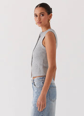 Top sin mangas con botones Blair - Gris jaspeado