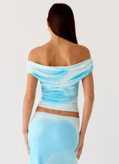 Top Moka con hombros descubiertos - Azul floreado