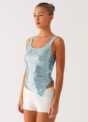 Top de lentejuelas Electra - Turquesa