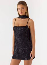 Minivestido Vision con lentejuelas - Negro