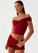 Top Trixie Twist con hombros descubiertos - Granate