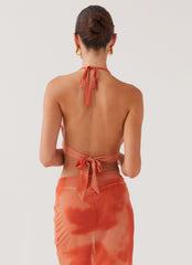 Top Zenta com Gola Drapeada - Cobre