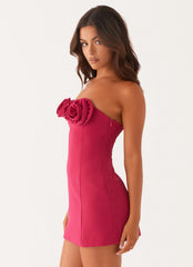 Minivestido strapless Patsie - Fucsia