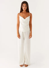 Top Kaia con cuello desbocado - Mantequilla