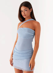 Minivestido de malla Misty - Azul pálido
