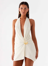 Minivestido Eleanora Plunge - Marfil