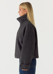 Chaqueta bomber de lana sintética Kaiden - Carbón