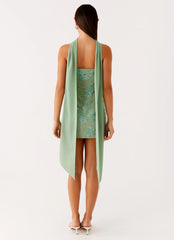 Minivestido sin tirantes Kiesha con bufanda - Menta