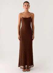Maxivestido de encaje Prométeme - Chocolate