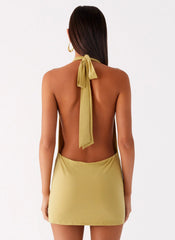 Minivestido Haisley con cuello desbocado - Verde lima