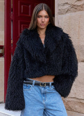 Chaqueta corta de piel sintética Virginia - Negra