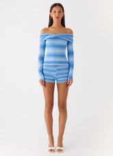 Shorts de punto Lay Back - Cerúleo